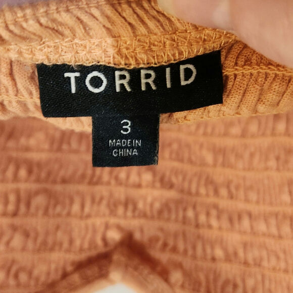 Torrid Smocked V-Neck Babydoll Cami Tank Top Chic Casual Summer Orange Size 3X - Picture 5 of 7